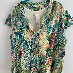 Floral Button Front Blouse with attached tank BNWT Sz 1X by Soft Surroundings
